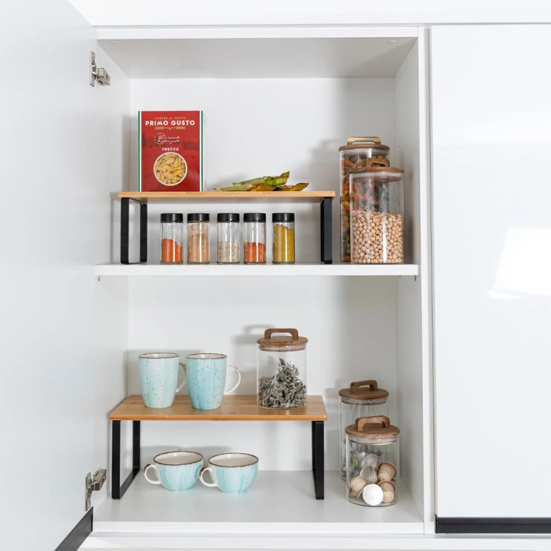 COUNTERTOP ORGANIZER RACK BAMBOO ESSENTIALS 2PCS
