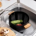 PASTA STRAINER ALLURE METALLIC 22cm WITH WOODEN HANDLES BLACK