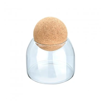 STORAGE CONTAINER GLASS 450ml WITH CORK LID