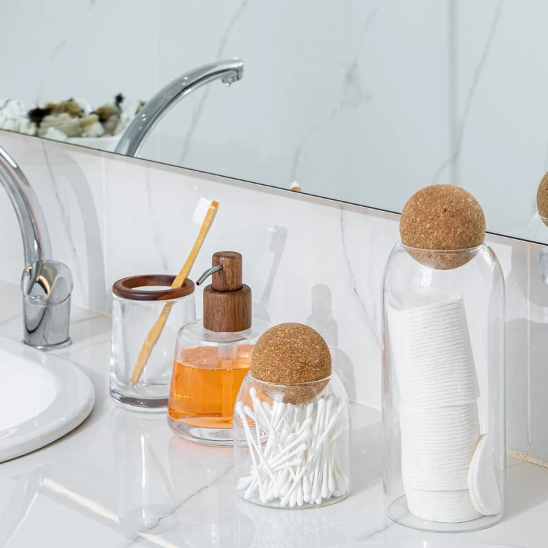 STORAGE CONTAINER GLASS 950ml WITH CORK LID