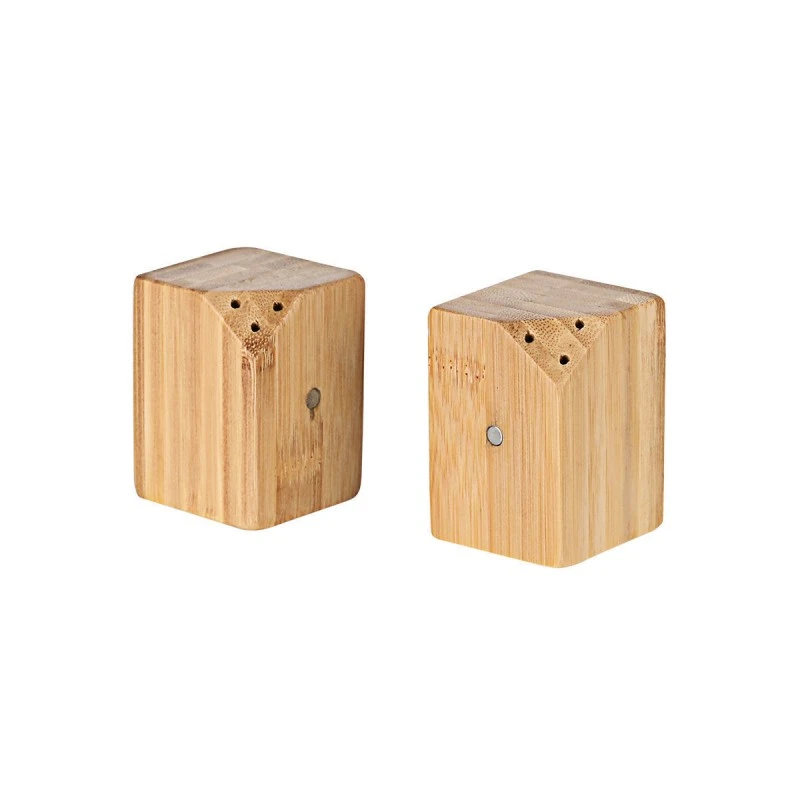 SALT &amp; PEPPER CONTAINER BAMBOO ESSENTIALS WITH MAGNET SET OF 2 PCS.
