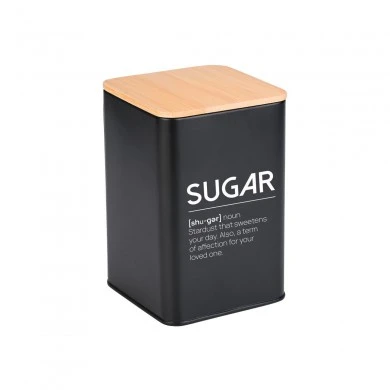 SUGAR CONTAINER BAMBOO ESSENTIALS METALLIC IVORY 10X13CM BLACK