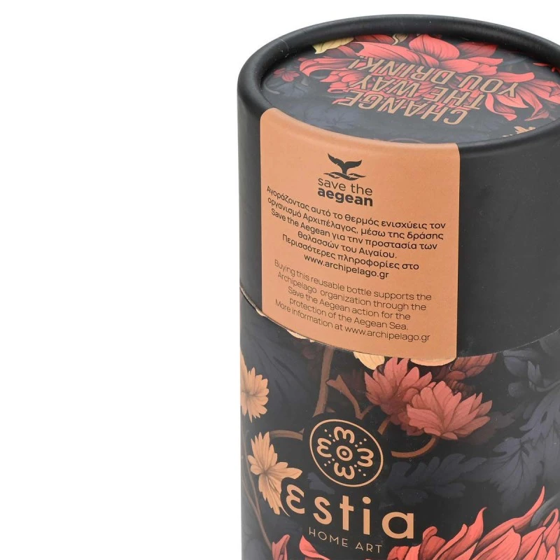 INSULATED BOTTLE TRAVEL CUP SAVE THE AEGEAN 500ml MIDNIGHT BLOSSOM