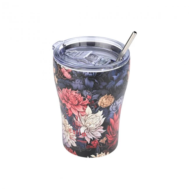 INSULATED COFFEE MUG SAVE THE AEGEAN 350ml MIDNIGHT BLOSSOM