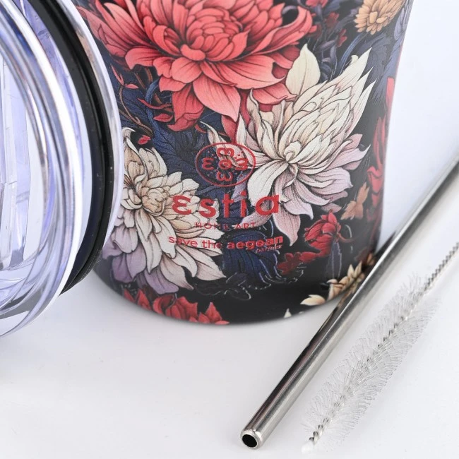 INSULATED COFFEE MUG SAVE THE AEGEAN 350ml MIDNIGHT BLOSSOM