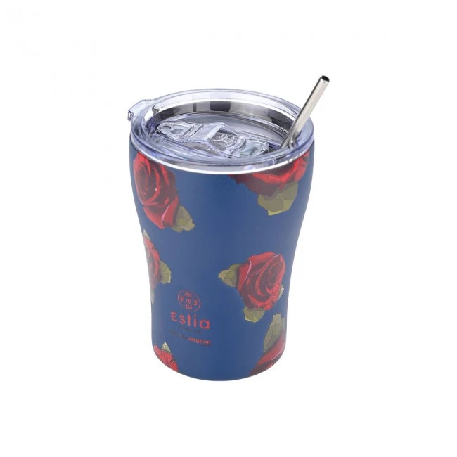 INSULATED COFFEE MUG SAVE THE AEGEAN 350ml ELECTRIC ROSES