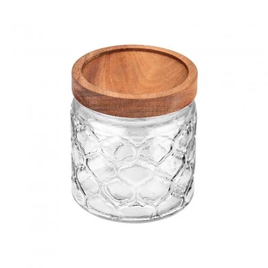 STORAGE CONTAINER ALLURE GLASS 500ml 11X10cm EMBOSSED