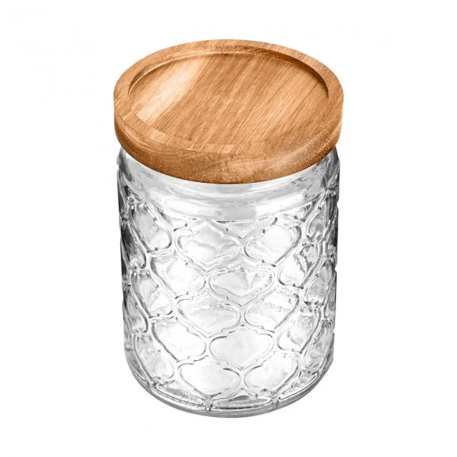 STORAGE CONTAINER ALLURE GLASS 700ml 14X10cm EMBOSSED