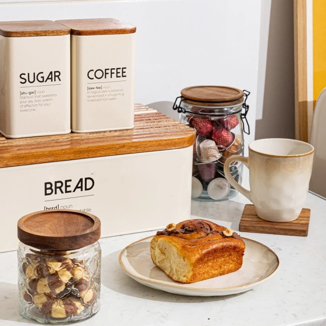 BREAD BOX ALLURE METALLIC 42X23X13cm IVORY