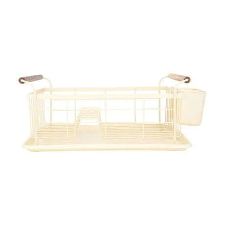 DISH RACK ALLURE METALLIC WITH WOODEN HANDLES IVORY