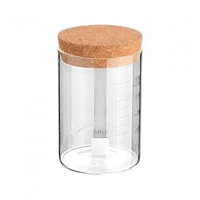 STORAGE CONTAINER GLASS 250ml WITH CORK LID