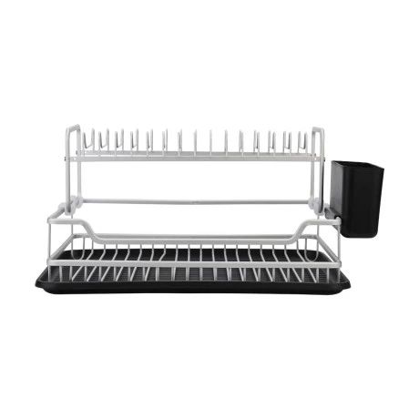 DISH RACK 2-TIER ALUMINIUM WITH PLASTIC PLATE