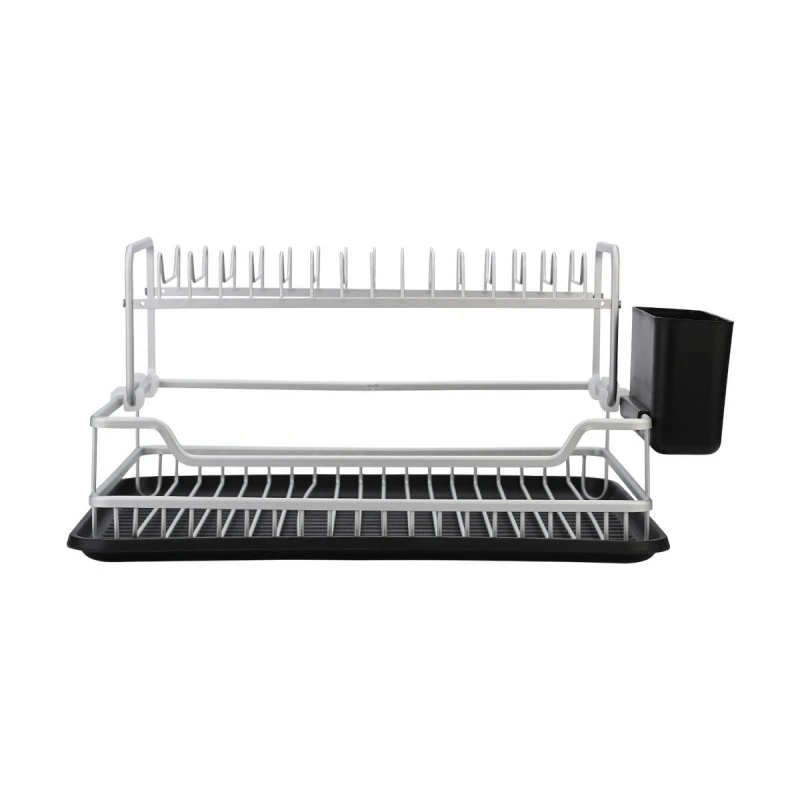 DISH RACK 2-TIER ALUMINIUM WITH PLASTIC PLATE
