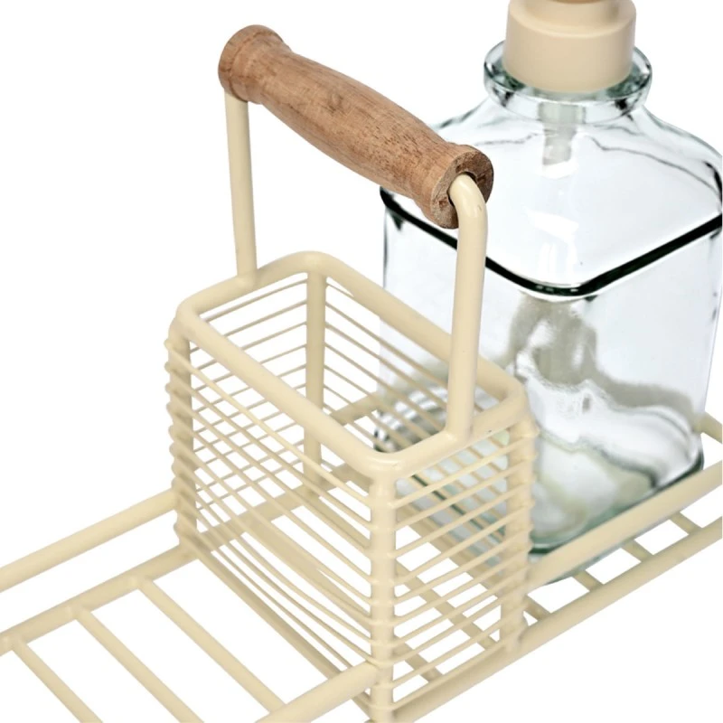 ESTIA ΔΟΧΕΙΑ ΥΓΡΟΥ ΠΙΑΤΩΝ ALLURE 2x300ml ΜΕ ΜΕΤΑΛΛΙΚΗ ΒΑΣΗ &amp; ΘΗΚΗ ΓΙΑ ΣΦΟΥΓΓΑΡΙ IVORY