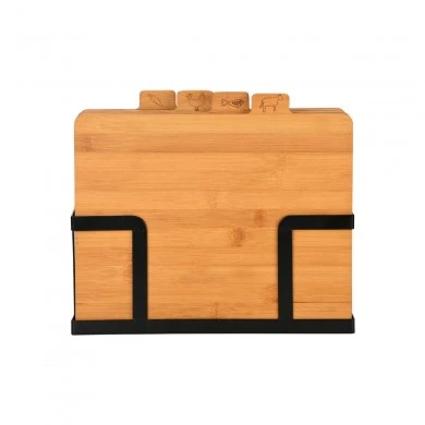 CUTTING BOARD SET BAMBOO ESSENTIALS 5 PCS WITH METAL BASE BLACK
