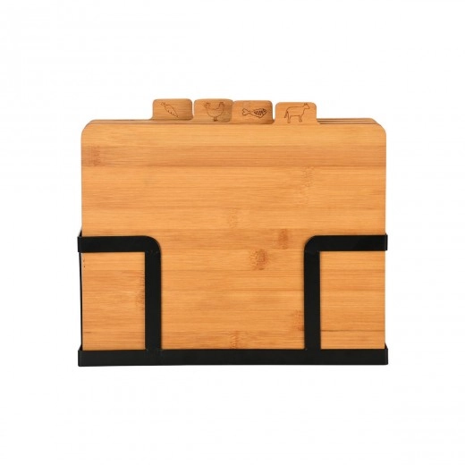 ESTIA ΣΕΤ ΕΠΙΦΑΝΕΙΕΣ ΚΟΠΗΣ BAMBOO ESSENTIALS 5 ΤΕΜ ΜΕ ΜΑΥΡΗ ΜΕΤΑΛΛΙΚΗ ΒΑΣΗ