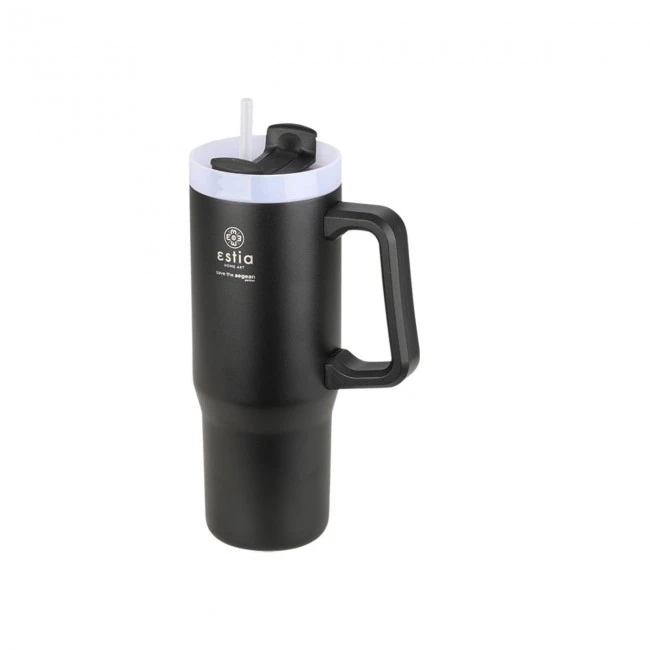 INSULATED STRAW TUMBLER XL SAVE THE AEGEAN 900ml MIDNIGHT BLACK