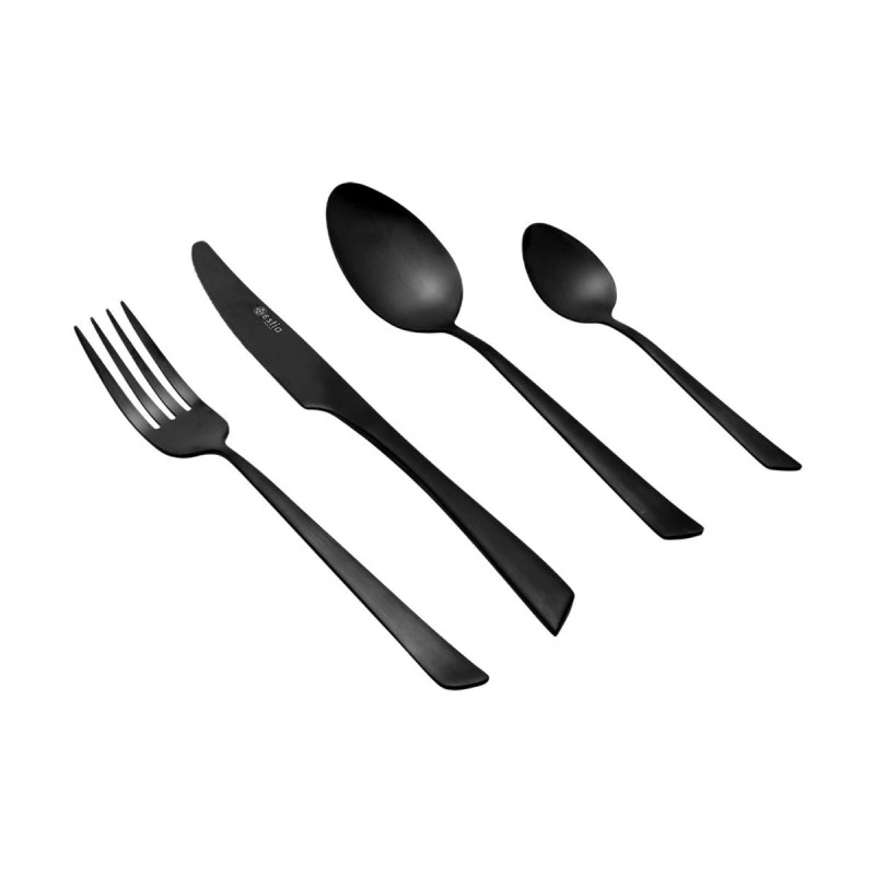ESTIA ΣΕΤ ΜΑΧΑΙΡΟΠΙΡΟΥΝΑ EDGE BLACK ΑΝΟΞΕΙΔΩΤΟ ΑΤΣΑΛΙ 18/0 ΜΑΥΡΟ MAT 24 ΤΕΜ.