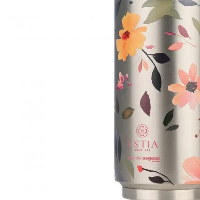 INSULATED BOTTLE  TRAVEL CUP SAVE THE AEGEAN 500ml SILVER BOTANIC