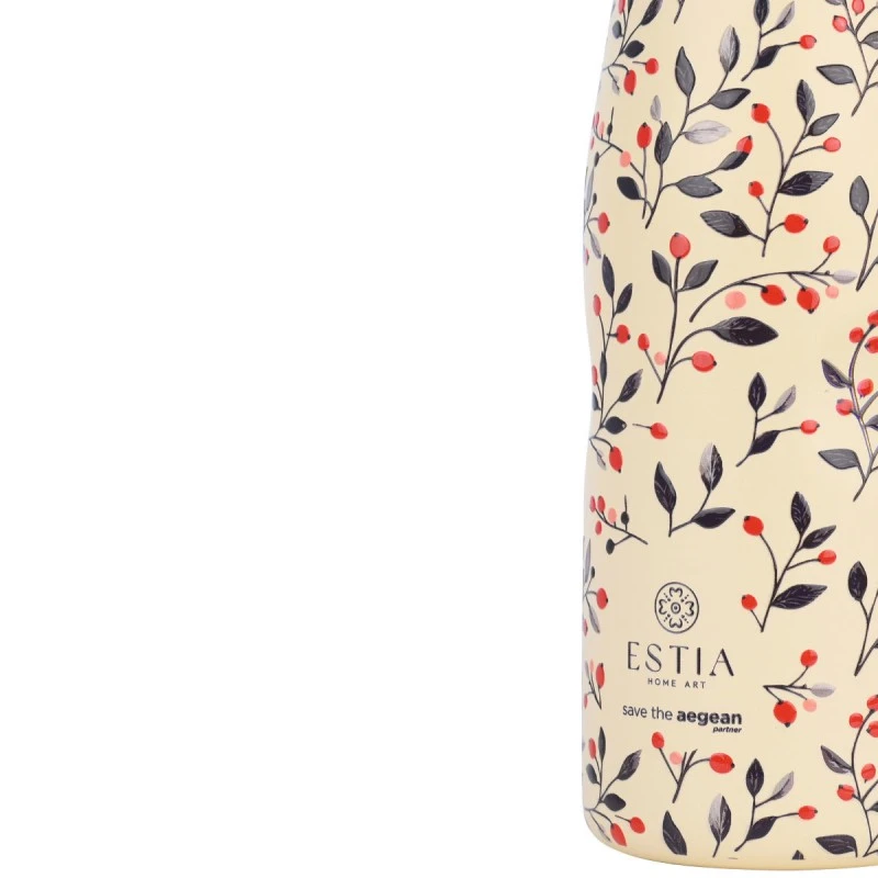 ESTIA ΘΕΡΜΟΣ TRAVEL FLASK SAVE THE AEGEAN 500ml BLOOM  BEIGE