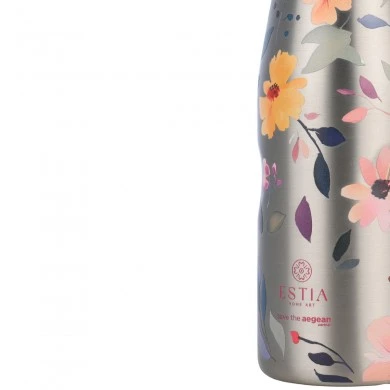 INSULATED BOTTLE TRAVEL FLASK SAVE THE AEGEAN 500ml SILVER BOTANIC