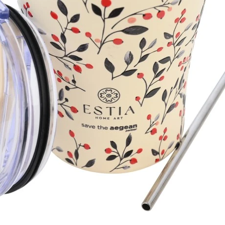 INSULATED COFFEE MUG SAVE THE AEGEAN 350ml BLOOM BEIGE
