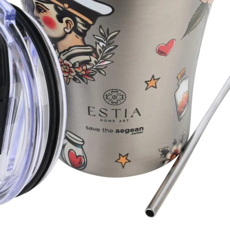 ESTIA ΘΕΡΜΟΣ COFFEE MUG SAVE THE AEGEAN 350ml OLD SCHOOL INK