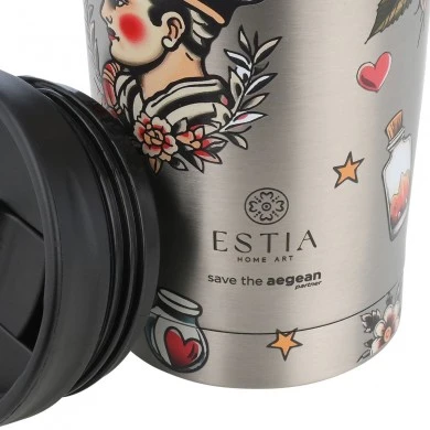INSULATED TRAVEL MUG SAVE THE AEGEAN 350ml OLD SCHOOL INK