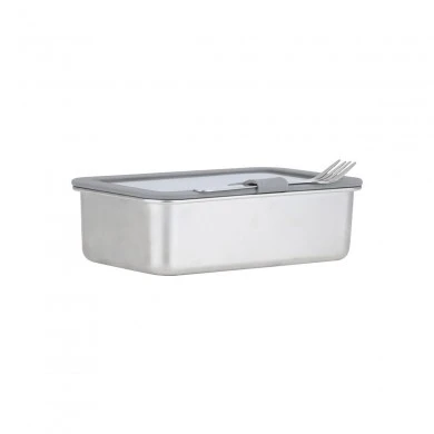 LUNCH BOX STAINLESS STEEL 1250ml WITH GLASS LID &amp; STAINLESS STEEL FORK