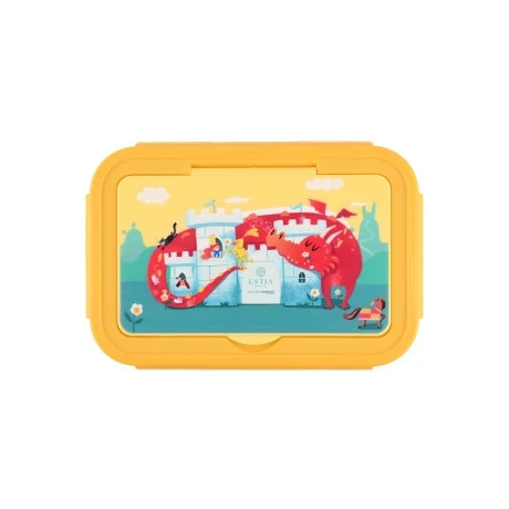 KIDS LUNCH BOX SAVE THE AEGEAN 900ml WITH 2 STAINLESS STEEL COMPARTMENTS FORTRESS DRAGON