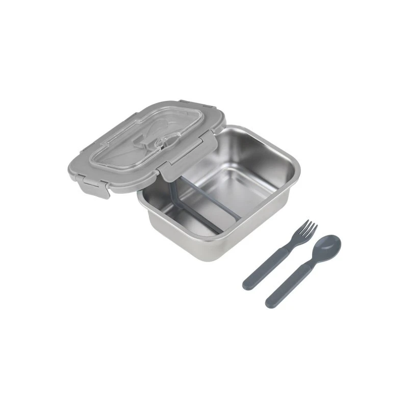 LUNCH BOX STAINLESS STEEL 1200ml WITH SPOON, FORK &amp; DIVIDER