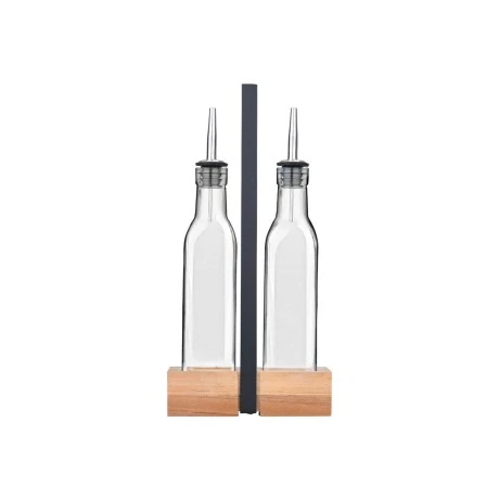 OIL &amp; VINEGAR BOTTLES ALLURE 2x280ml WITH WOODEN BASE