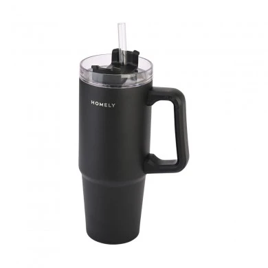 INSULATED BOTTLE STRAW TUMBLER 900ml MIDNIGHT BLACK