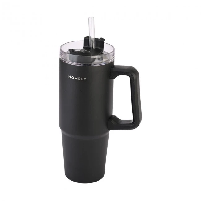 HOMELY ΘΕΡΜΟΣ STRAW TUMBLER 900ml MIDNIGHT BLACK