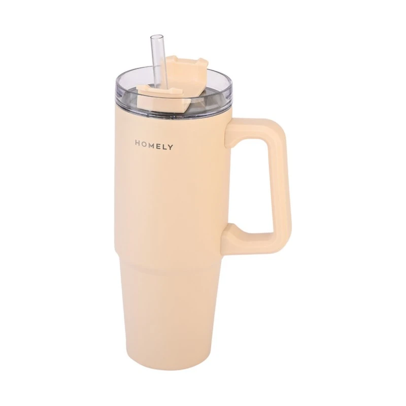 INSULATED BOTTLE STRAW TUMBLER HOMELY 900ml SANDSTONE