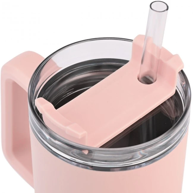 INSULATED BOTTLE STRAW TUMBLER HOMELY 900ml ROSE QUARTZ