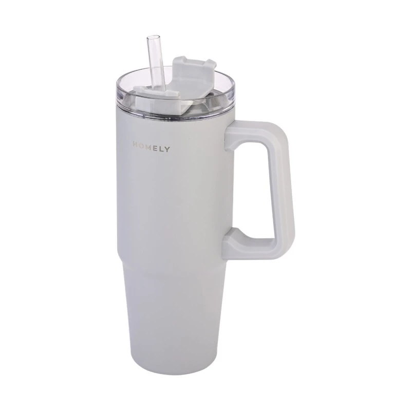HOMELY ΘΕΡΜΟΣ STRAW TUMBLER 900ml PEBBLE GRAY