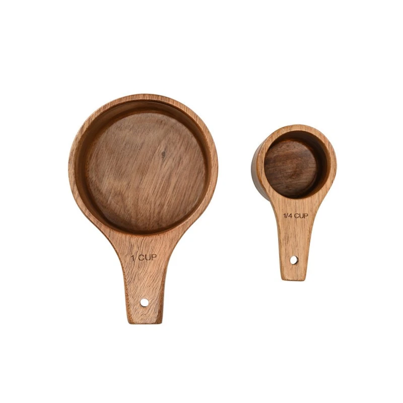 WOODEN KITCHEN MEASURING ALLURE SPOONS SET 13.7CM &amp; 9.4CM