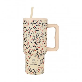 INSULATED STRAW TUMBLER XL SAVE THE AEGEAN 900ml BLOOM BEIGE