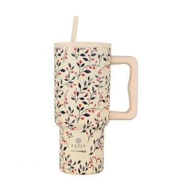 INSULATED STRAW TUMBLER XL SAVE THE AEGEAN 900ml BLOOM BEIGE