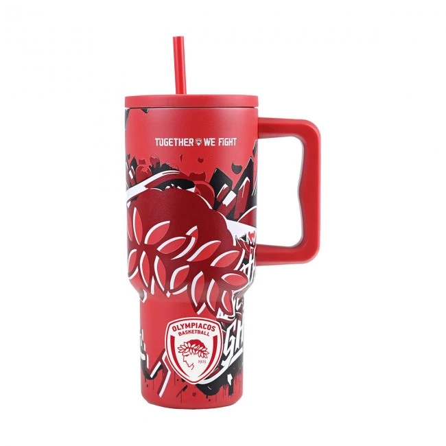 INSULATED STRAW TUMBLER XL OLYMPIACOS BC EDITION TOGETHER WE FIGHT 900ml