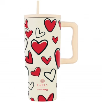 ESTIA ΘΕΡΜΟΣ STRAW TUMBLER XL SAVE THE AEGEAN 900ml RED VALENTINE
