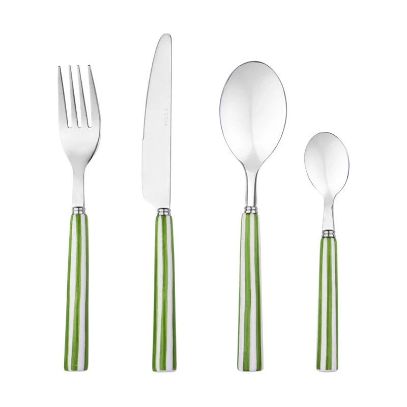 CUTLERY SET LIGNE GREEN CERAMIC HANDLE STAINLESS STEEL 18/0 16 PCS.