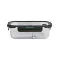 LUNCH BOX GLASS CLICK &amp; SEAL 2 TIERS WITH SILICON AIR-VENT 1460ml OLIVE