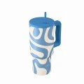 INSULATED STRAW TUMBLER XL SAVE THE AEGEAN 900ml OCEAN WAVES