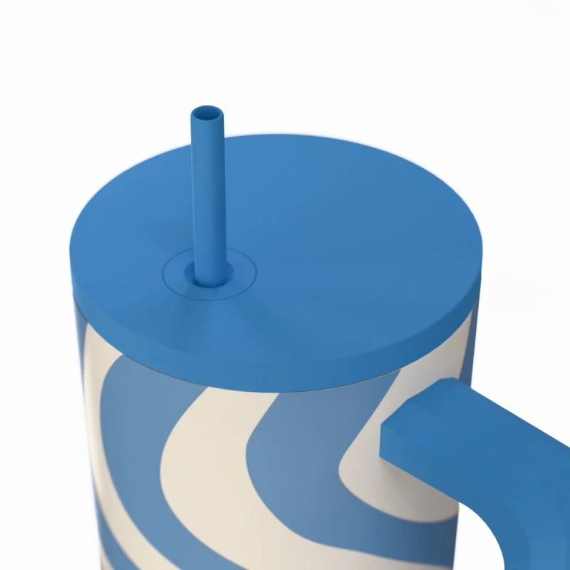 INSULATED STRAW TUMBLER XL SAVE THE AEGEAN 900ml OCEAN WAVES