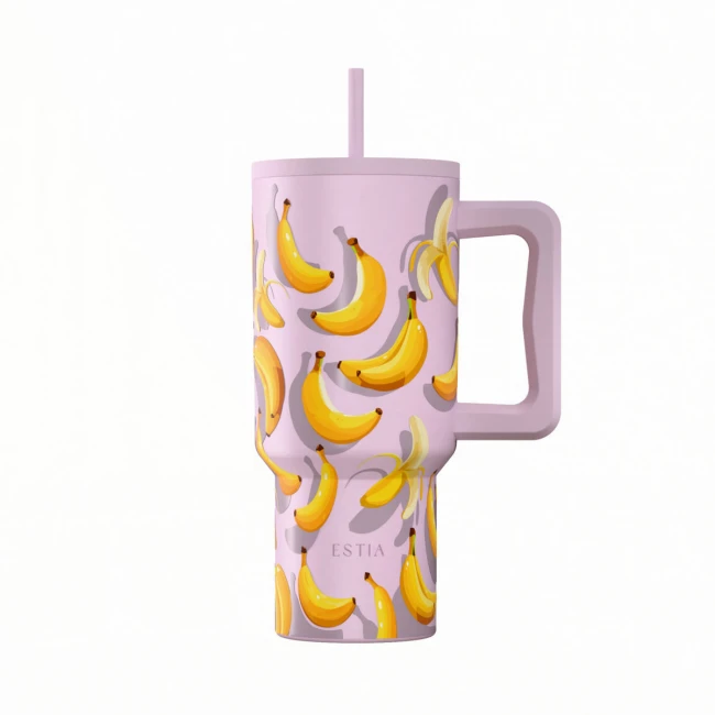 ESTIA ΘΕΡΜΟΣ STRAW TUMBLER XL SAVE THE AEGEAN 900ml BANANA MOOD