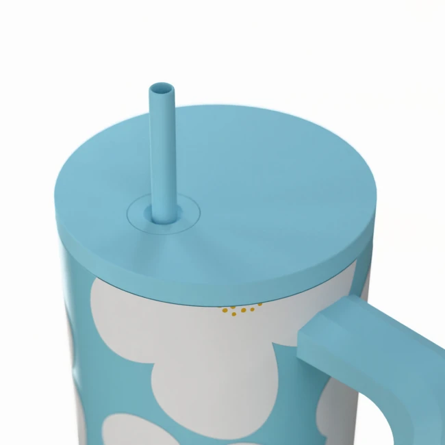 INSULATED STRAW TUMBLER XL SAVE THE AEGEAN 900ml BLUE DAISY
