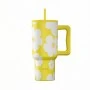 INSULATED STRAW TUMBLER XL SAVE THE AEGEAN 900ml YELLOW DAISY