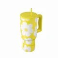 INSULATED STRAW TUMBLER XL SAVE THE AEGEAN 900ml YELLOW DAISY